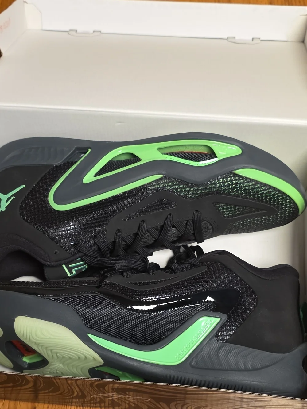 Jordan Men's Sneakers in Black with Green and Red Jumpman